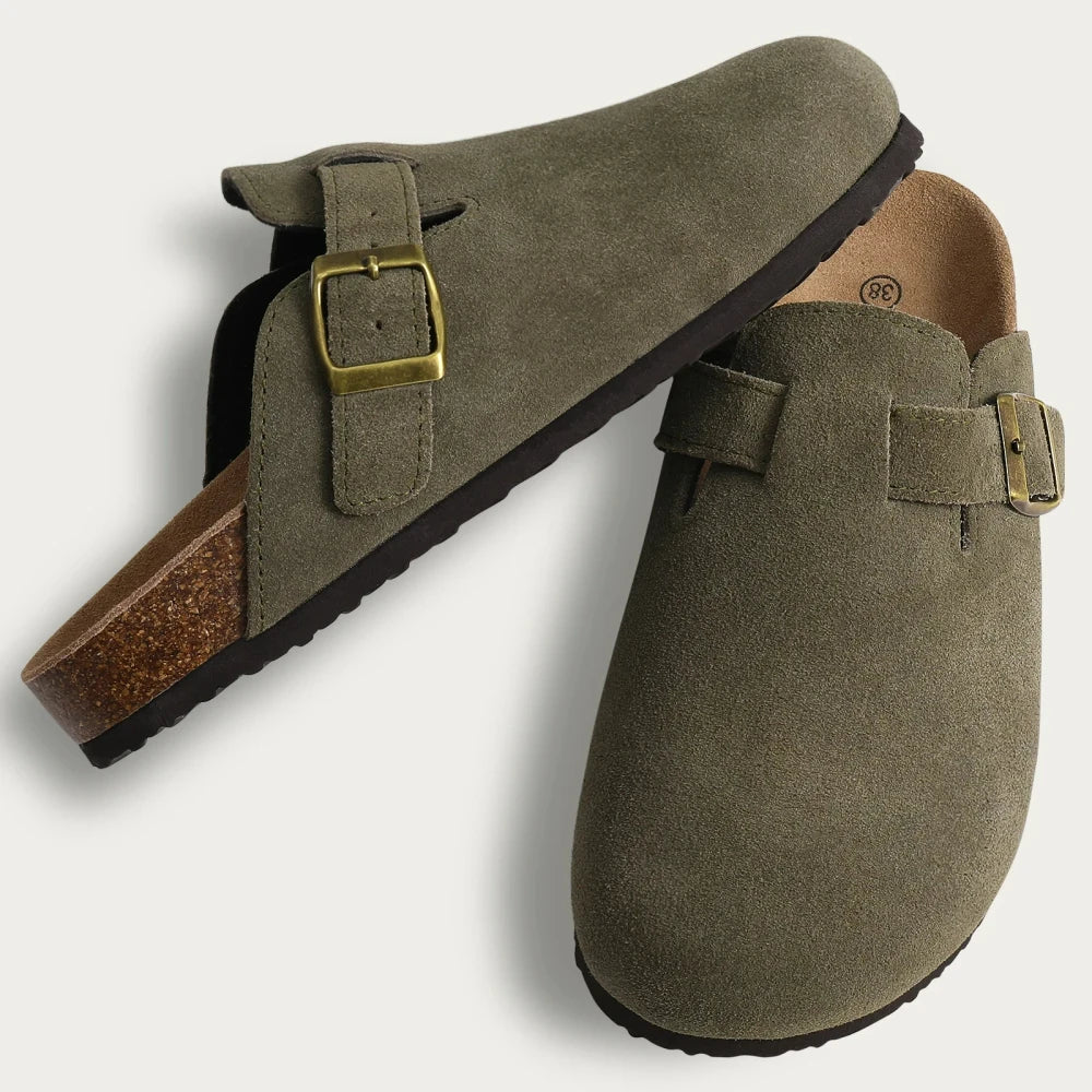 Crestar Suede Cork Footbed Clogs