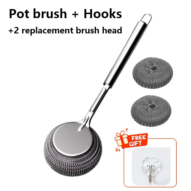 Long Handle Stainless Steel Pot Brush