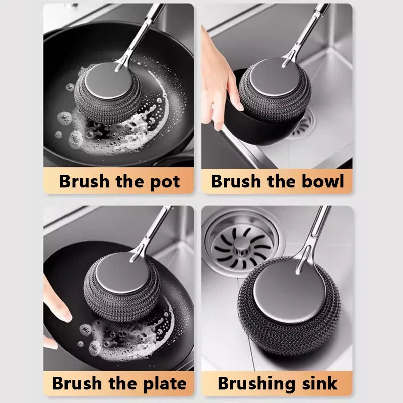 Long Handle Stainless Steel Pot Brush