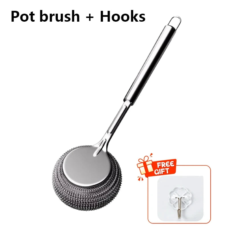 Long Handle Stainless Steel Pot Brush